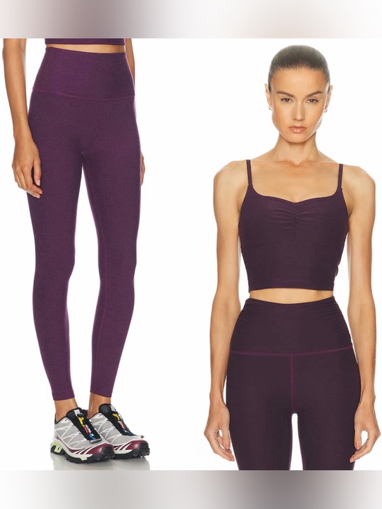 Beyond Yoga Pants - NWT Beyond Yoga Set: Raise The Barre Tank & Midi Legging Eggplant Purple Heather
